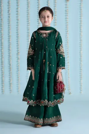 3 Piece Embroidered Raw Silk Suit | MKS-EA24-27