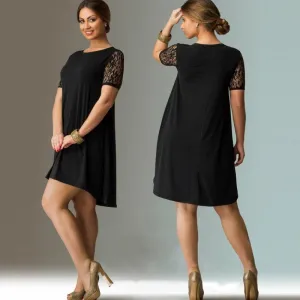 6XL Big Size Dress 2017 Summer Dresses Plus Size Women Lace Dress Short Sleeve Casual Dress Plus Size Women Clothing Vestidos