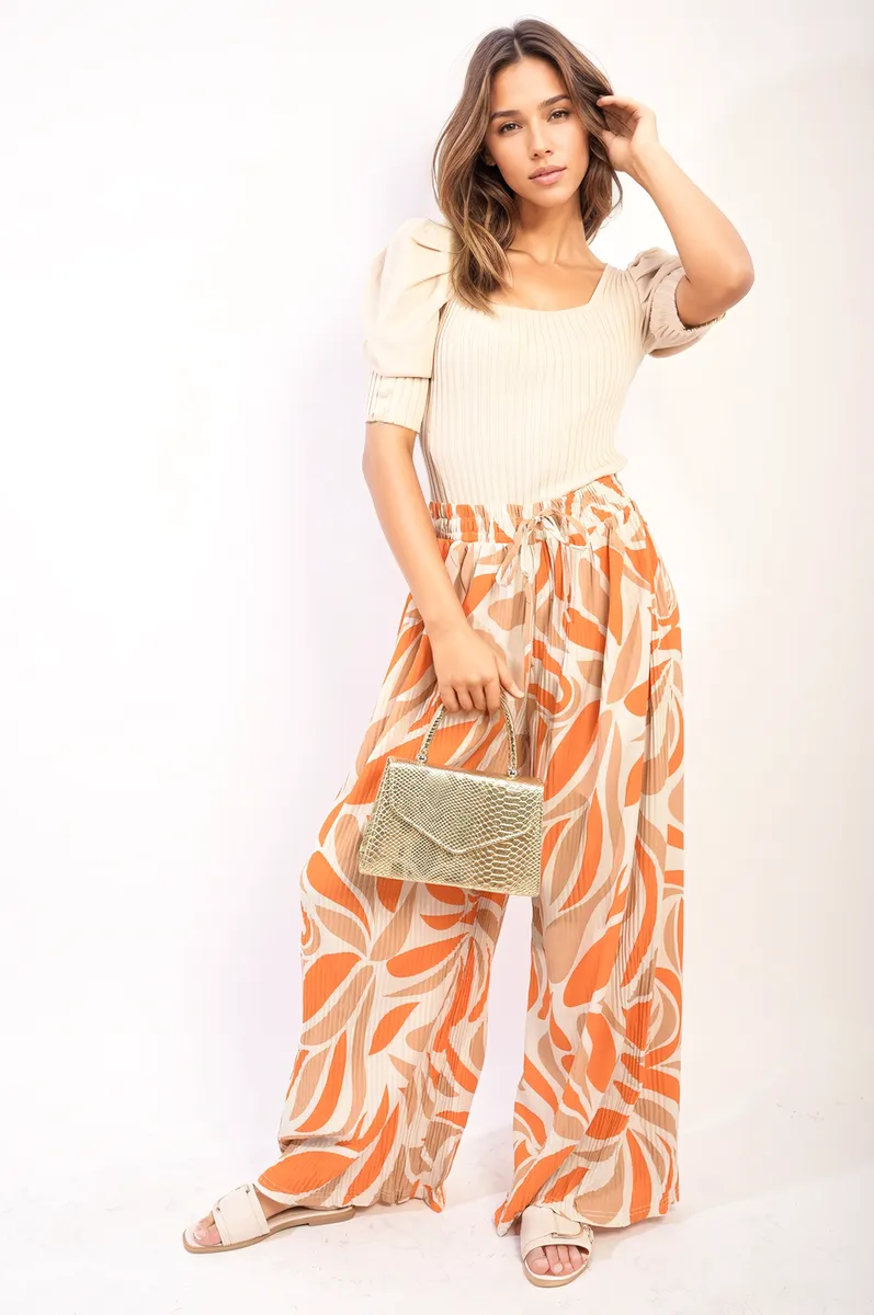 Abstract Pattern Wide Leg Trousers