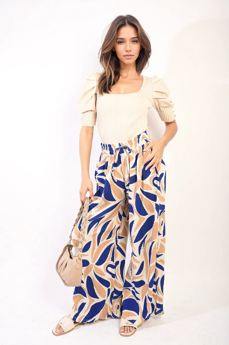 Abstract Pattern Wide Leg Trousers