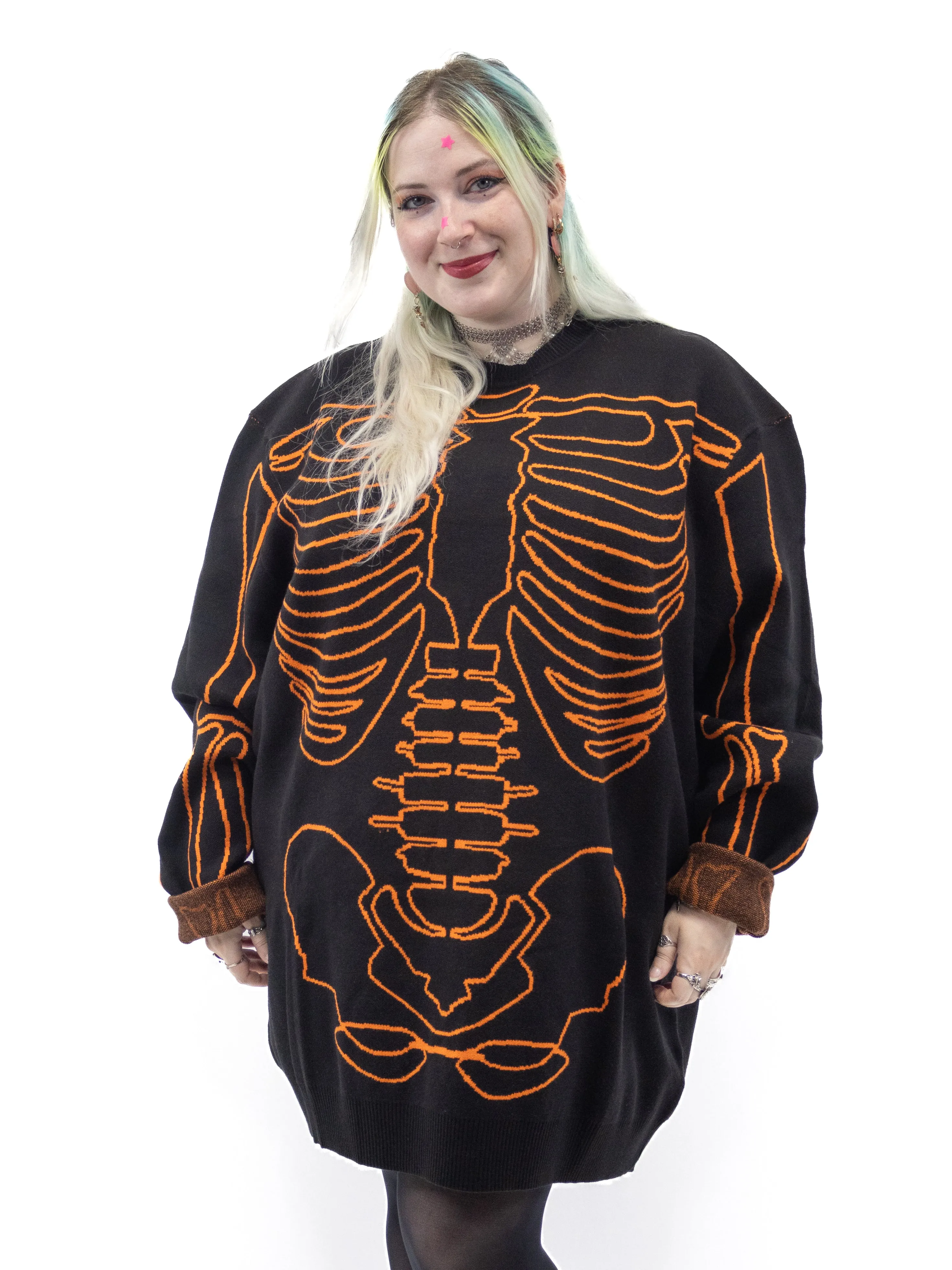 All Bones Sweater- Orange FOXBLOOD