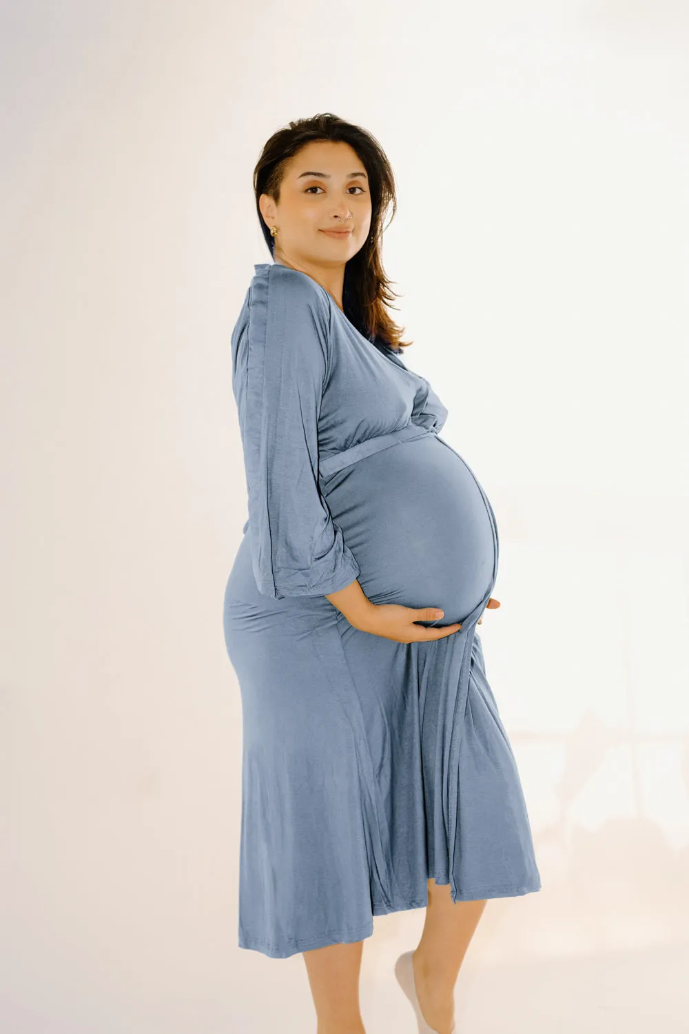 Amelia Labor & Postpartum Gown in Periwinkle