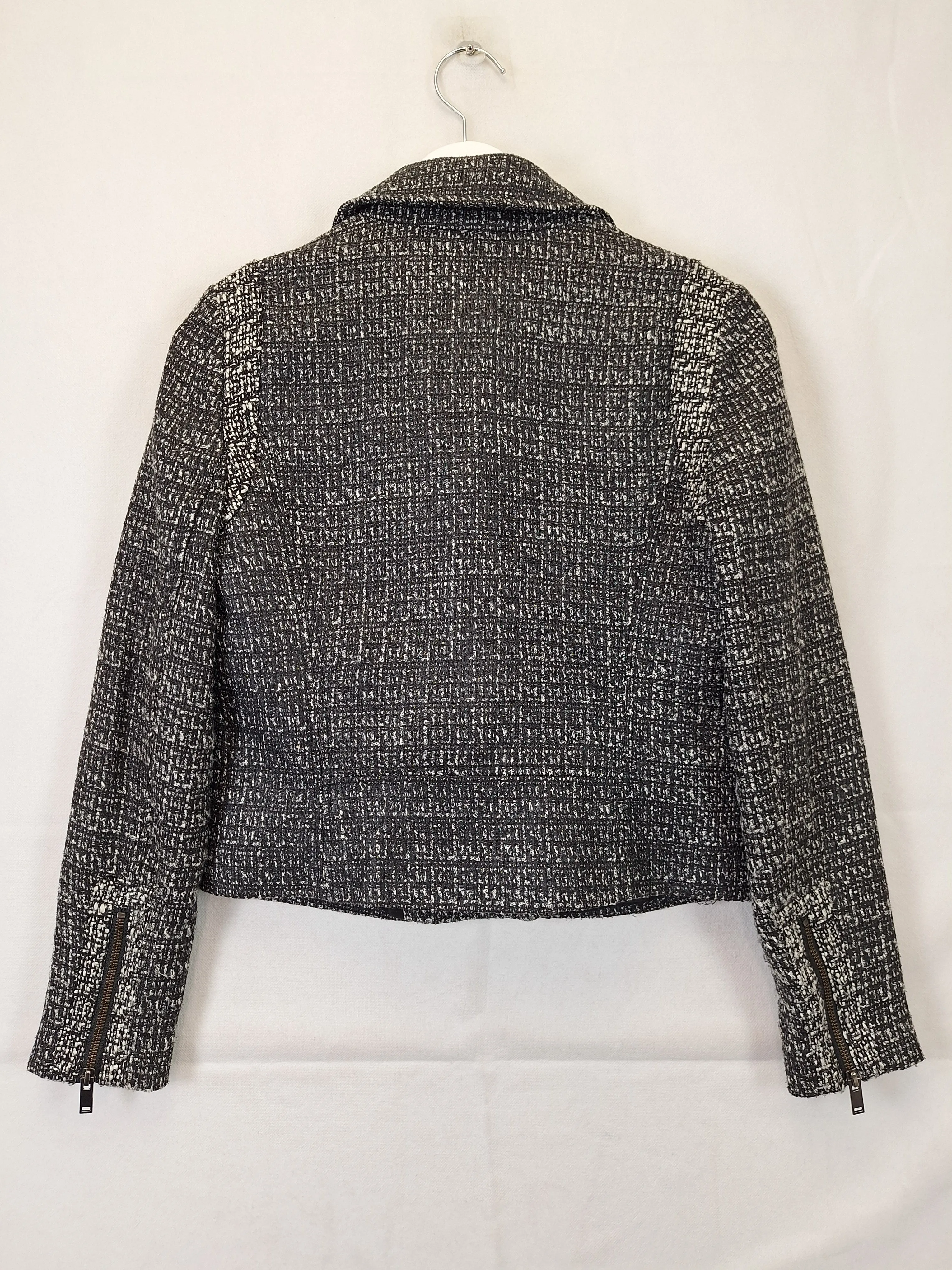 Banana Republic Tweed Zip Detail Structured Jacket Size 6