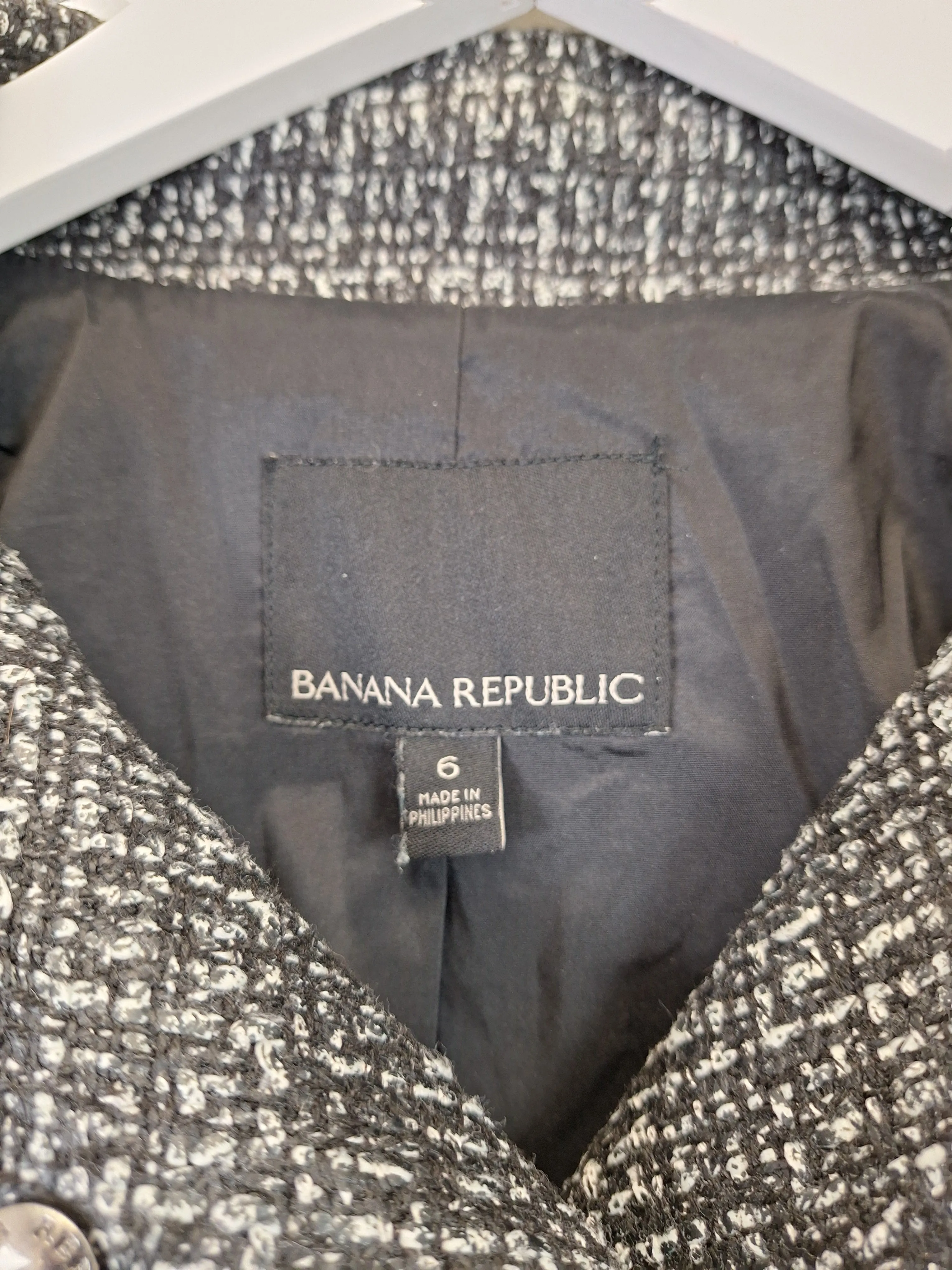 Banana Republic Tweed Zip Detail Structured Jacket Size 6