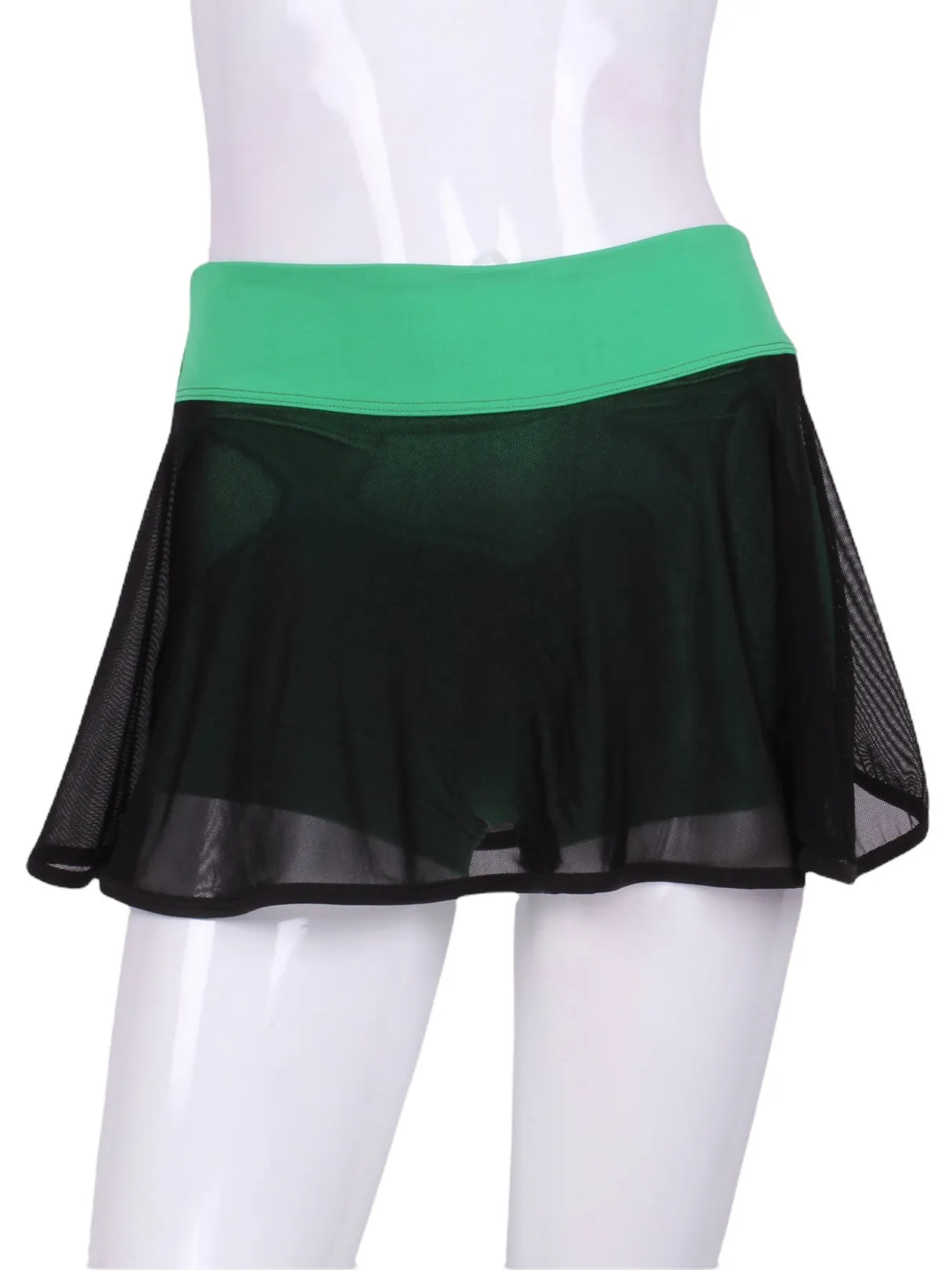 Black Mesh on Green Shorties Love O Skirt