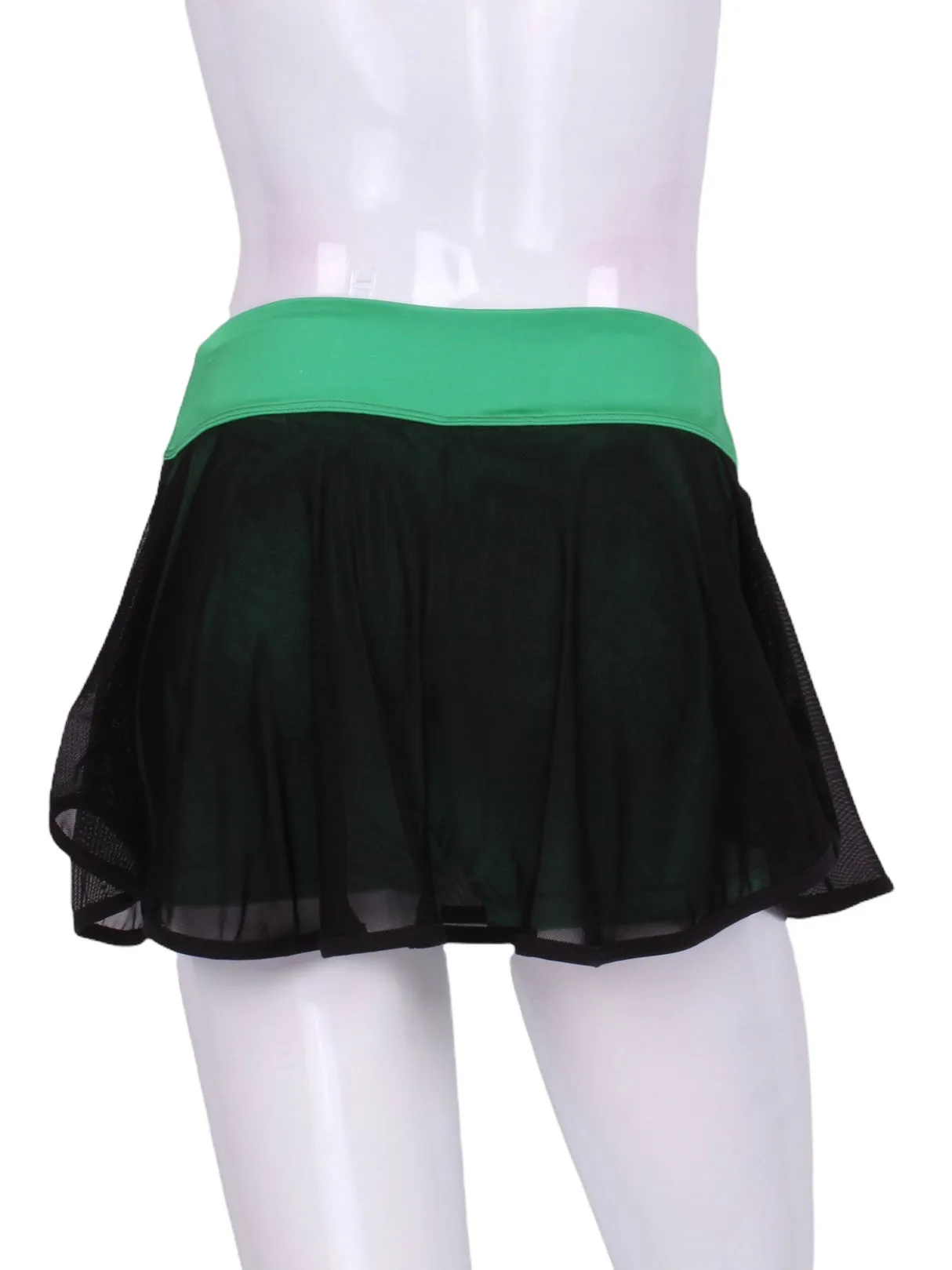 Black Mesh on Green Shorties Love O Skirt