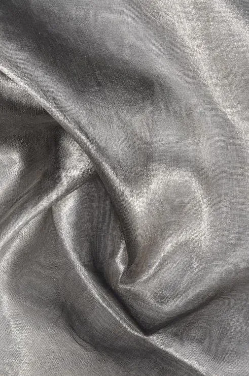 Black Silver Metallic Organza Fabric