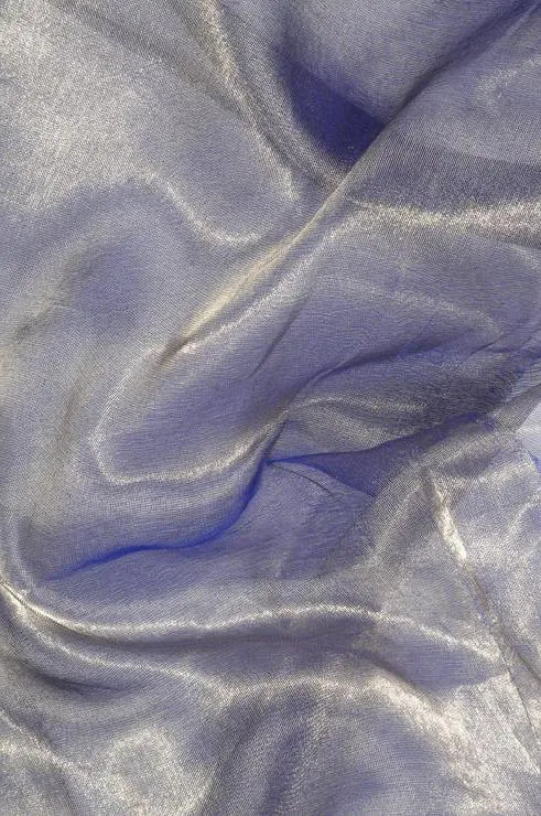 Blue Gold Metallic Organza Fabric