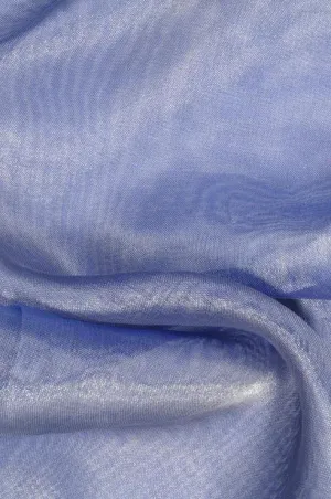 Blue Silver Metallic Organza Fabric