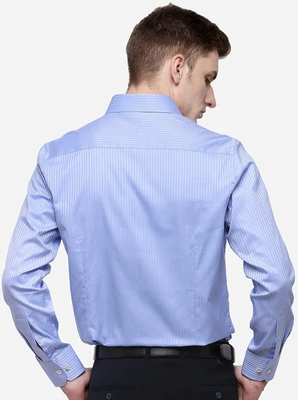 Blue Striped Slim Fit Formal Shirt | JadeBlue