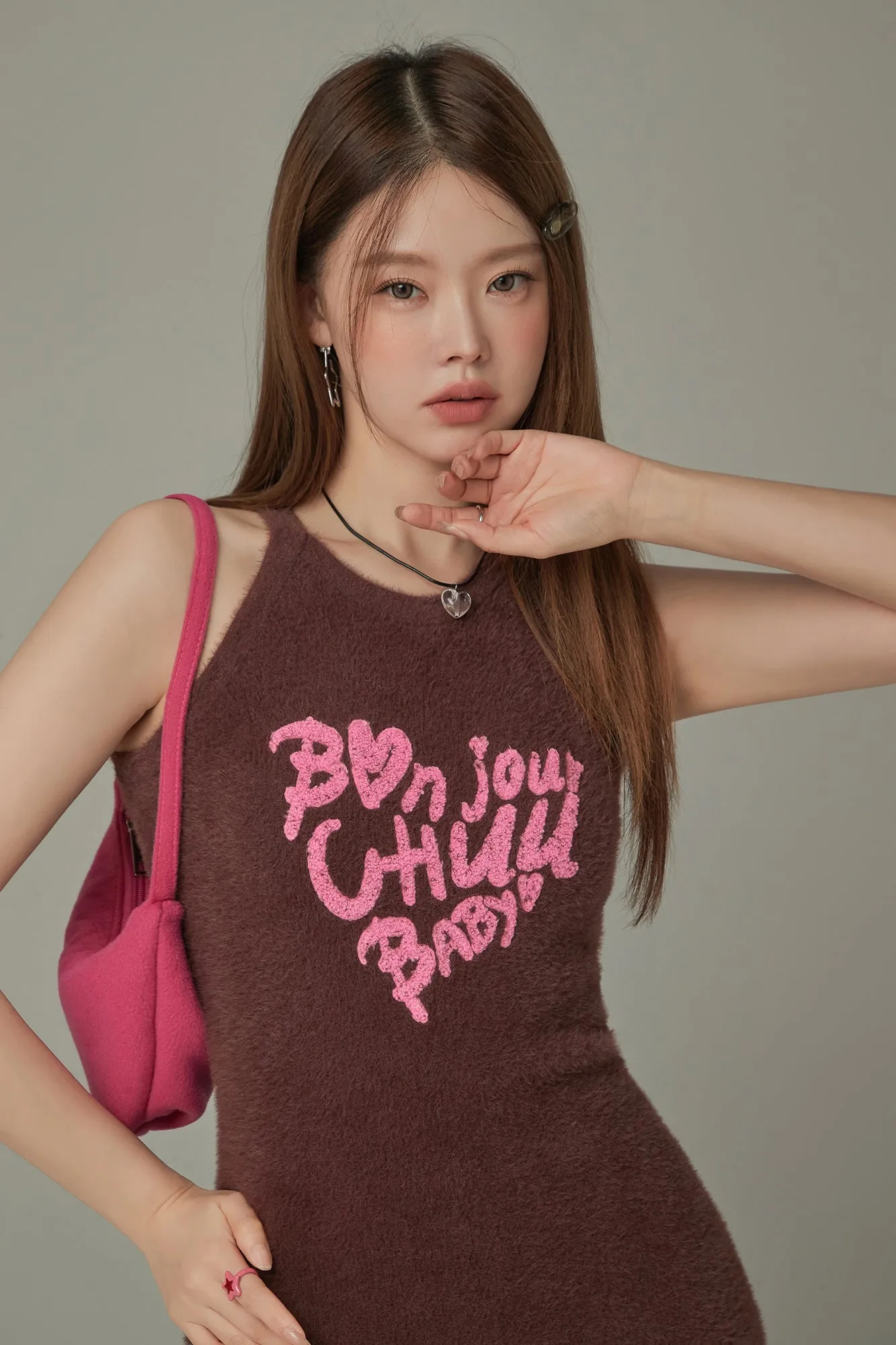 Bonjour Heart Logo Knit Dress