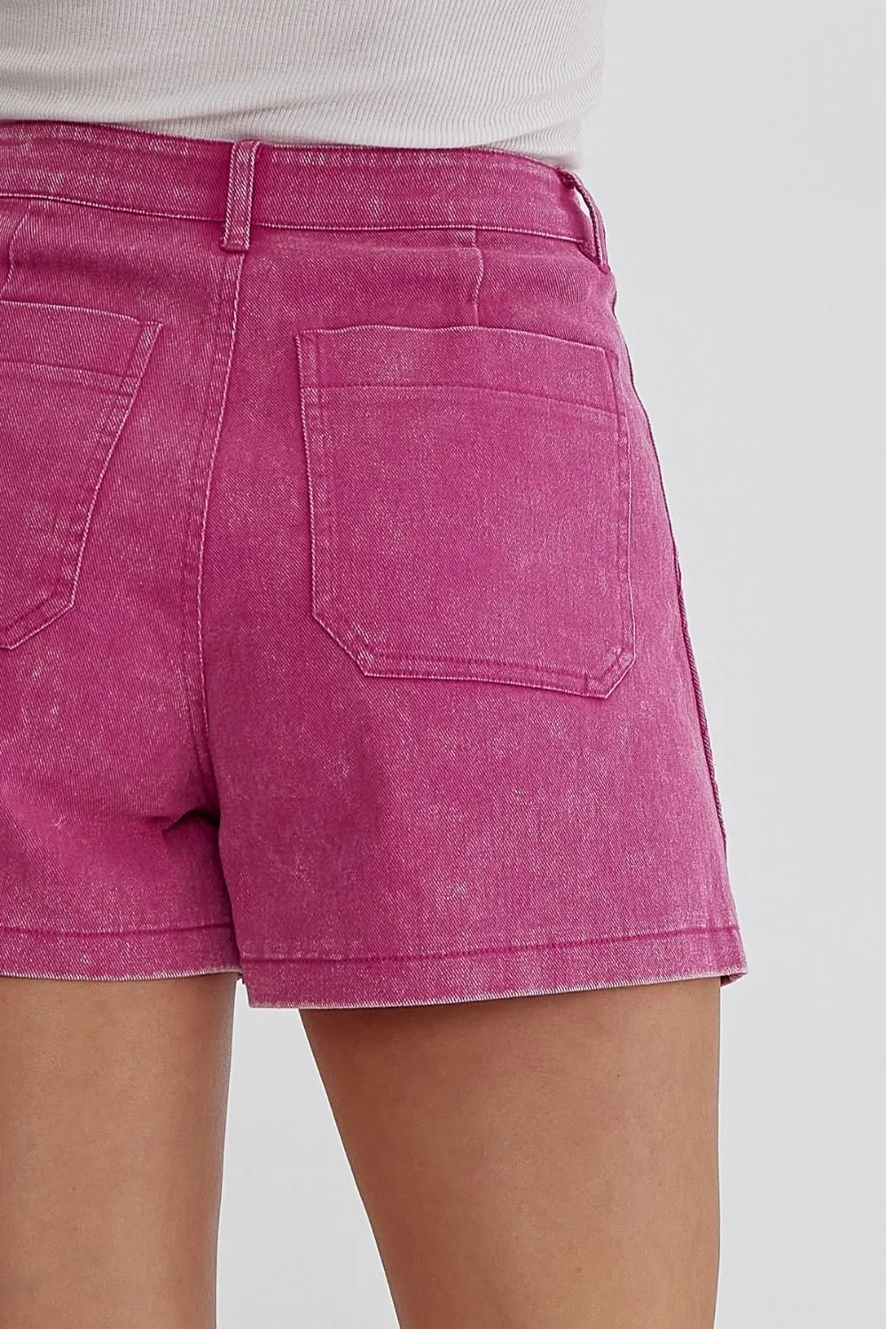 Britlyn Denim Shorts (Fuchsia)