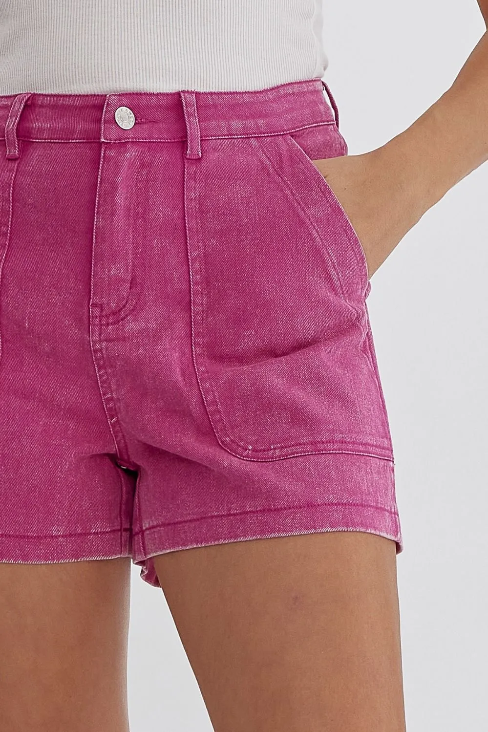 Britlyn Denim Shorts (Fuchsia)