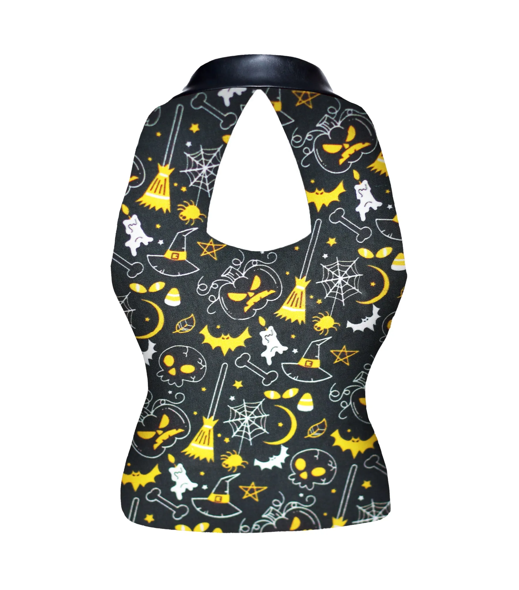 Camille Broom pamking bat Printed Fabric Notch Collar Waistcoat