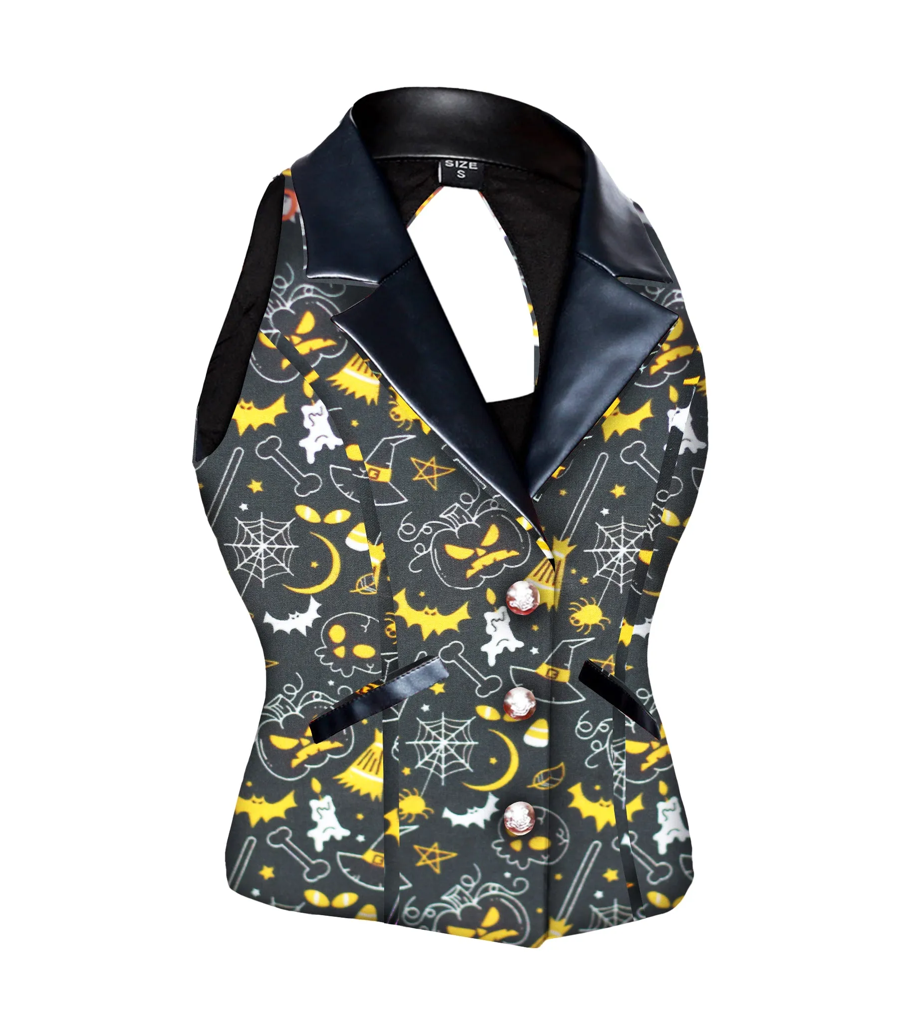 Camille Broom pamking bat Printed Fabric Notch Collar Waistcoat