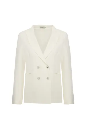 CASSIE OFF-WHITE LINEN PLEATED BLAZER