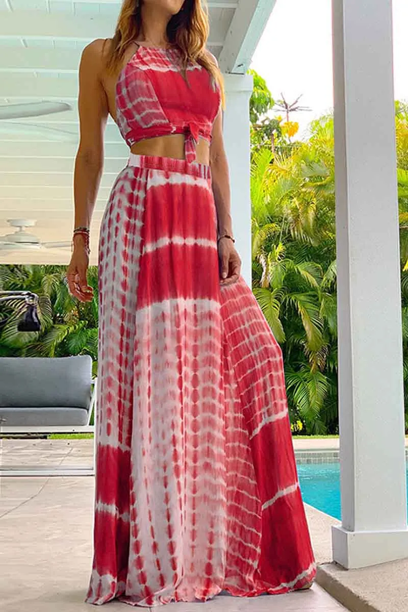 Casual Leaf Print Off Modern Shoulder Wrap Chest Maxi Dress