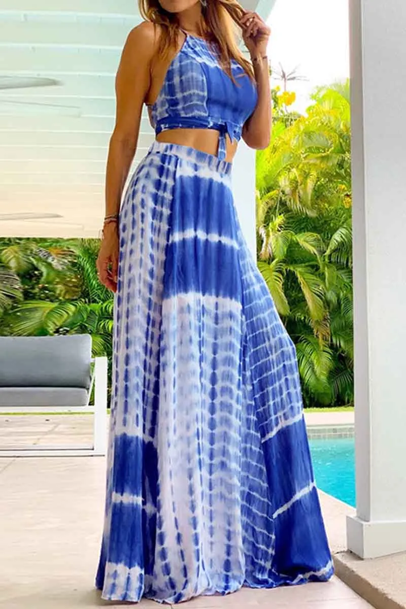 Casual Leaf Print Off Modern Shoulder Wrap Chest Maxi Dress