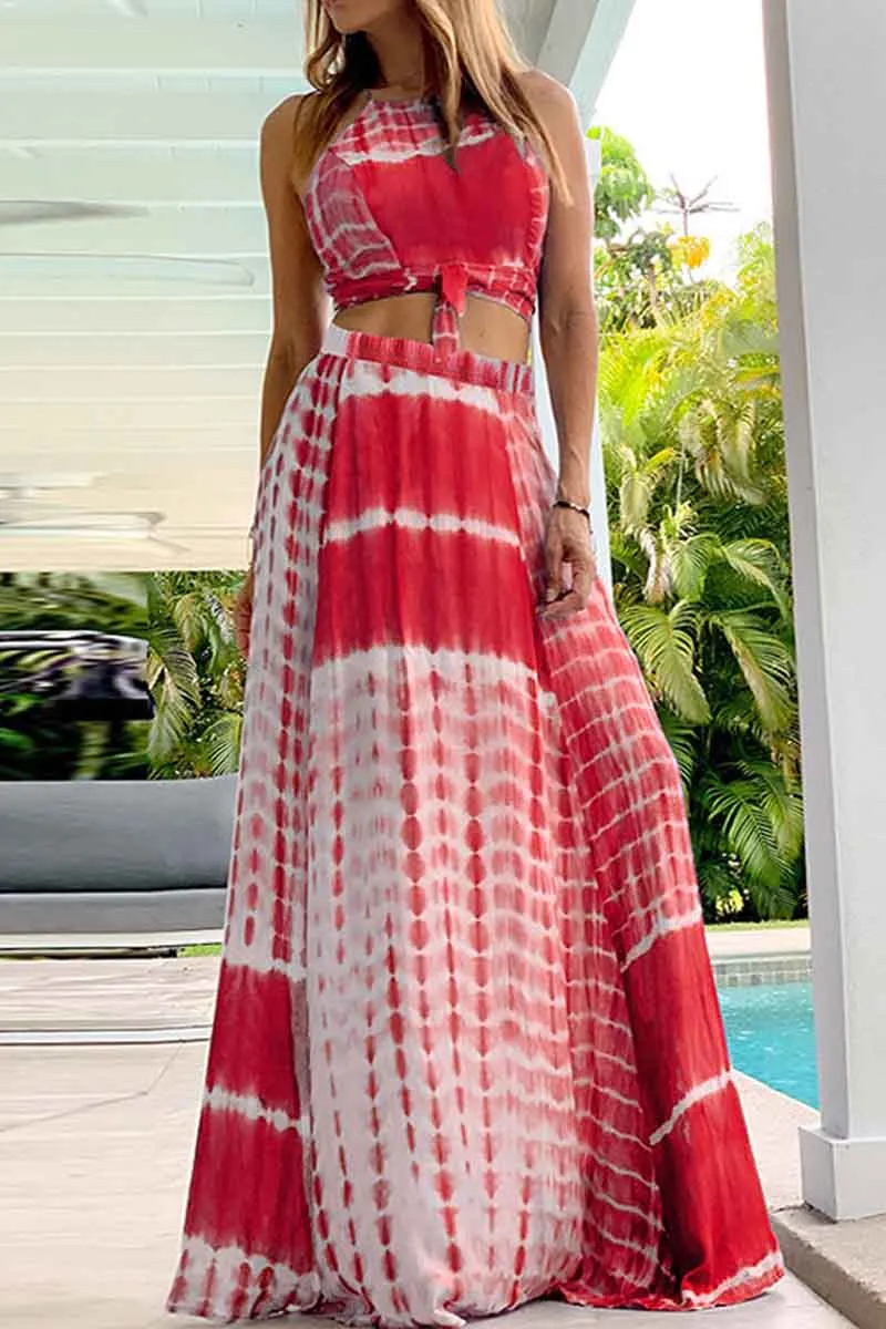 Casual Leaf Print Off Modern Shoulder Wrap Chest Maxi Dress