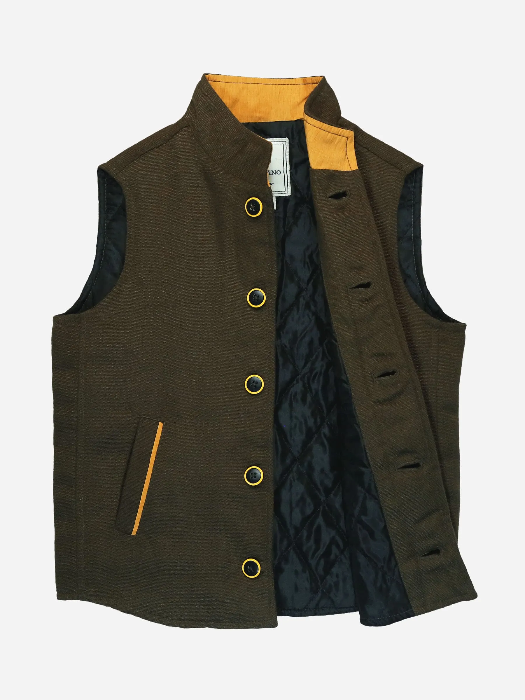 Cedar Brown Quilted Casual Sleeveless Vest