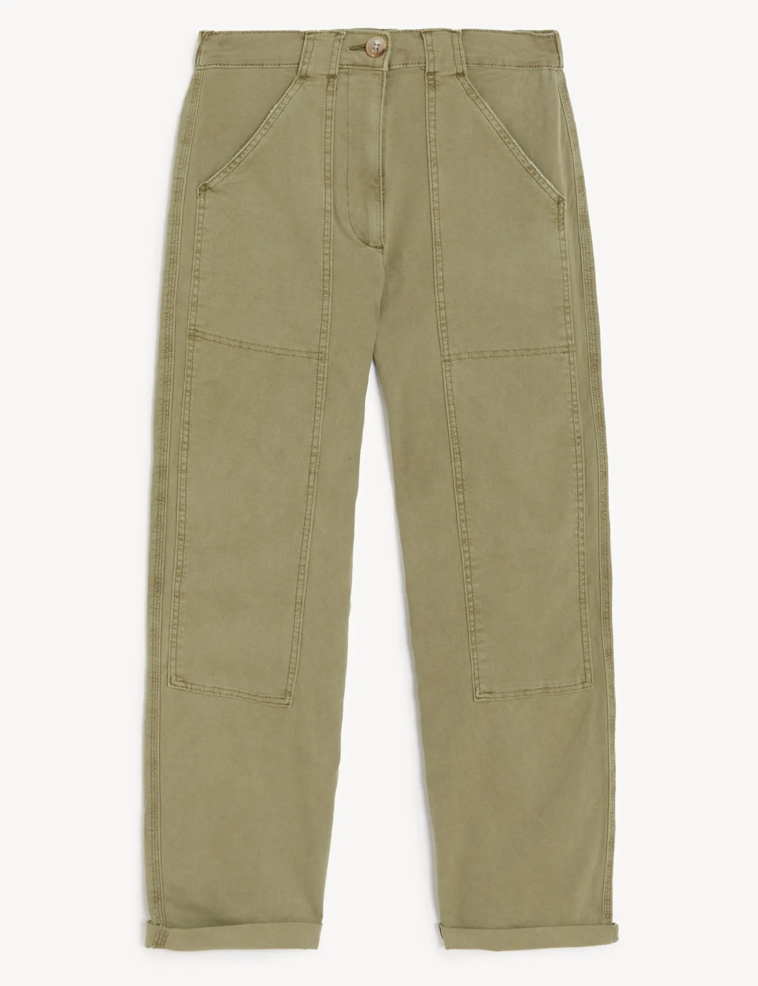 Cotton Rich Relaxed Straight Trousers