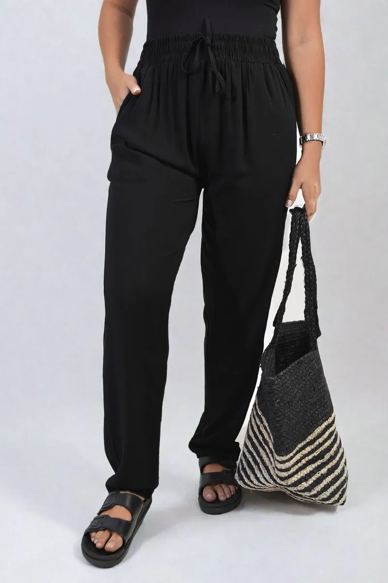 Drawstring High Waist Trouser with Side Pockets