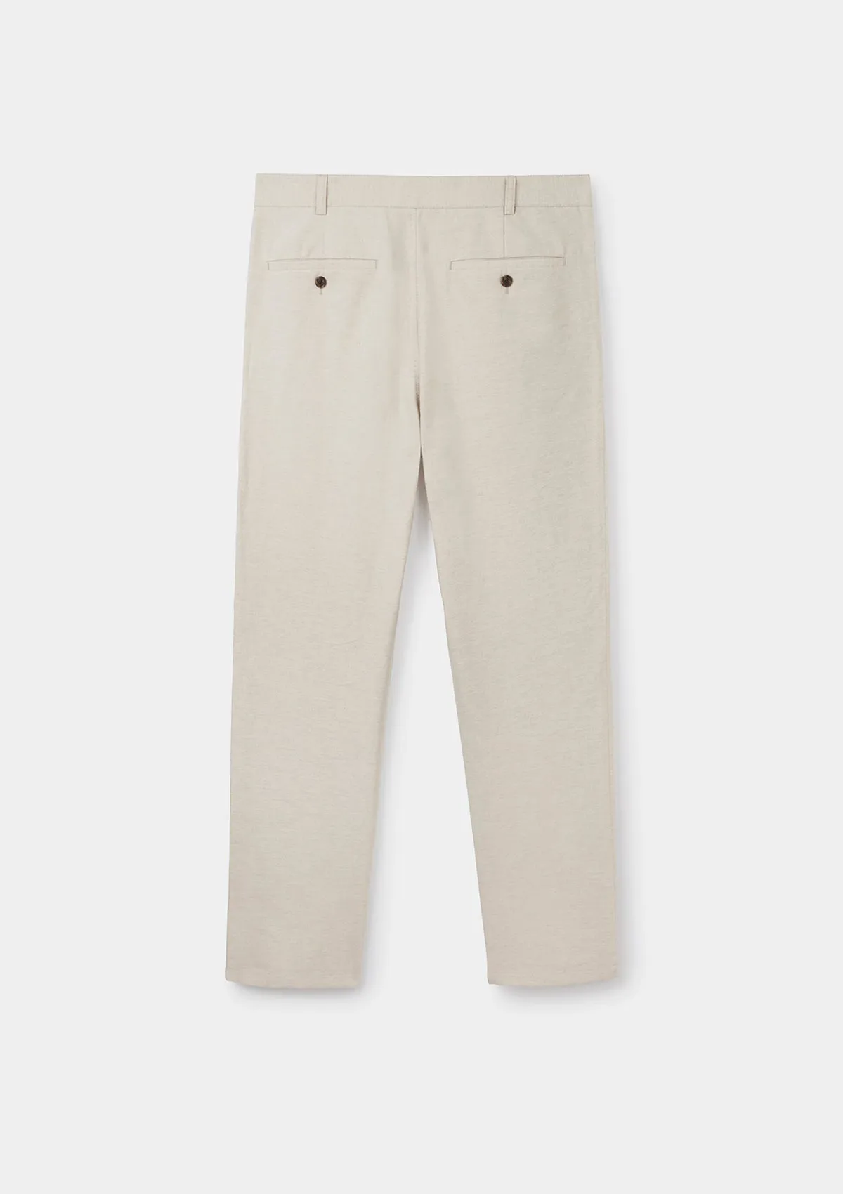 Ecru Cotton Linen Trousers