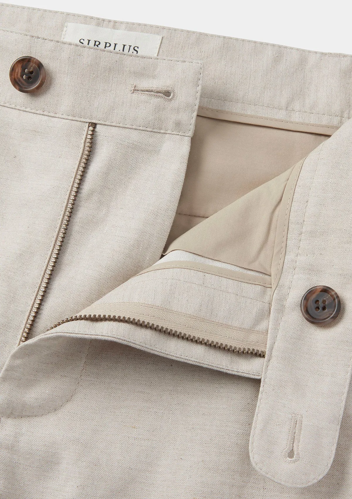 Ecru Cotton Linen Trousers