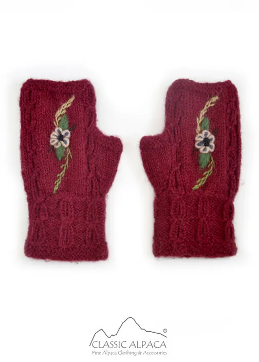 EMBROIDERED ALPACA FNGLS GLOVES