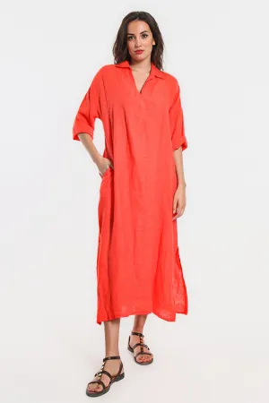 Fernanda Open Collar Linen Dress (DQ107)