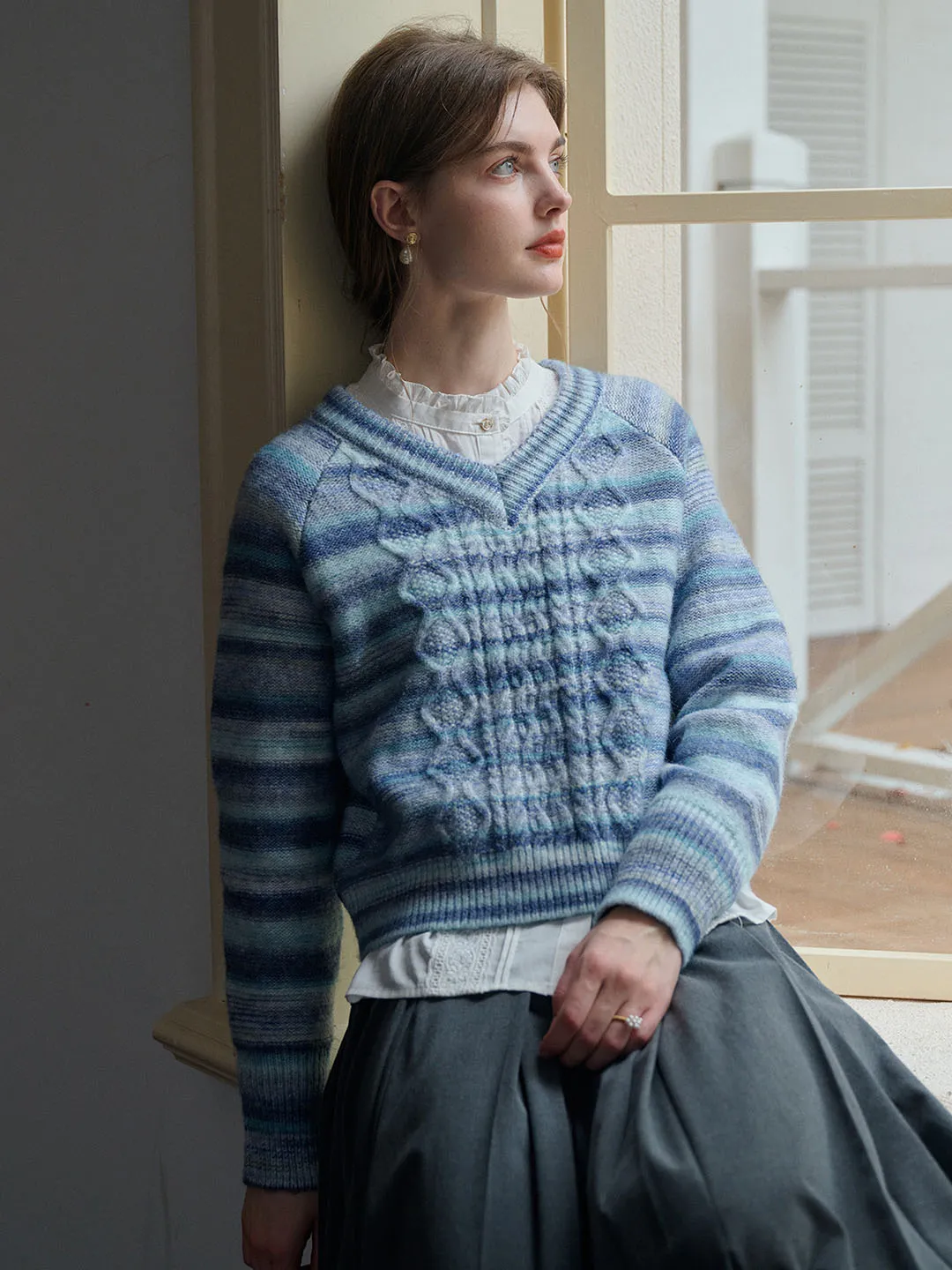 【Final Sale】Adalynn V-neck Striped Sweater