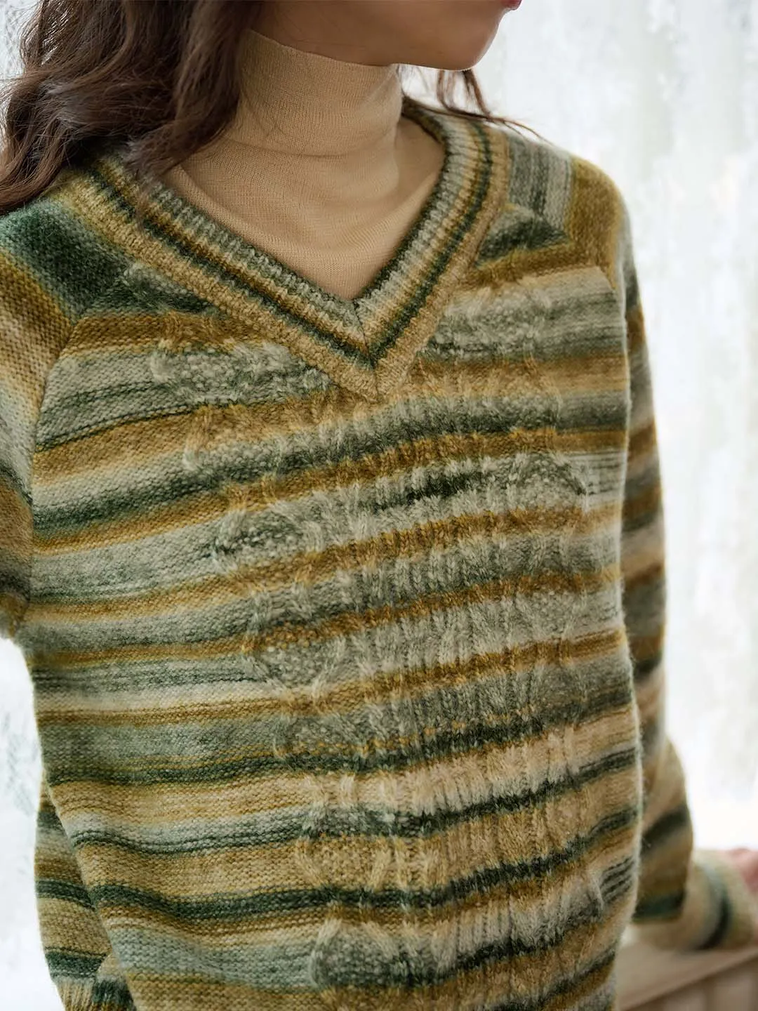 【Final Sale】Adalynn V-neck Striped Sweater