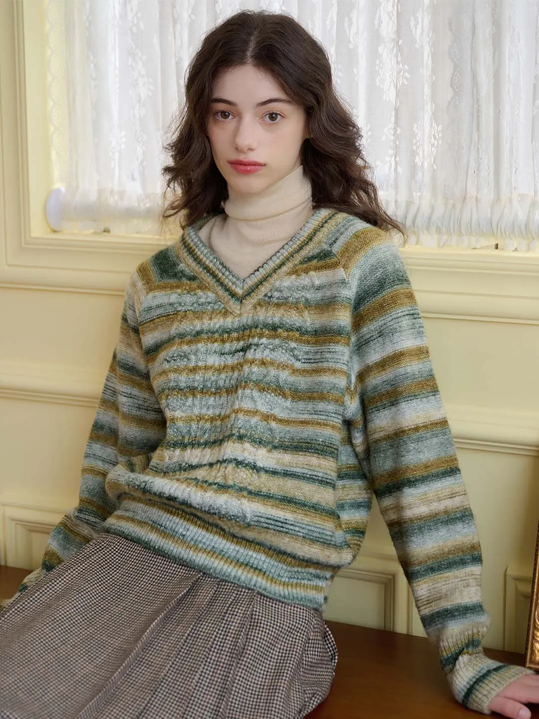 【Final Sale】Adalynn V-neck Striped Sweater