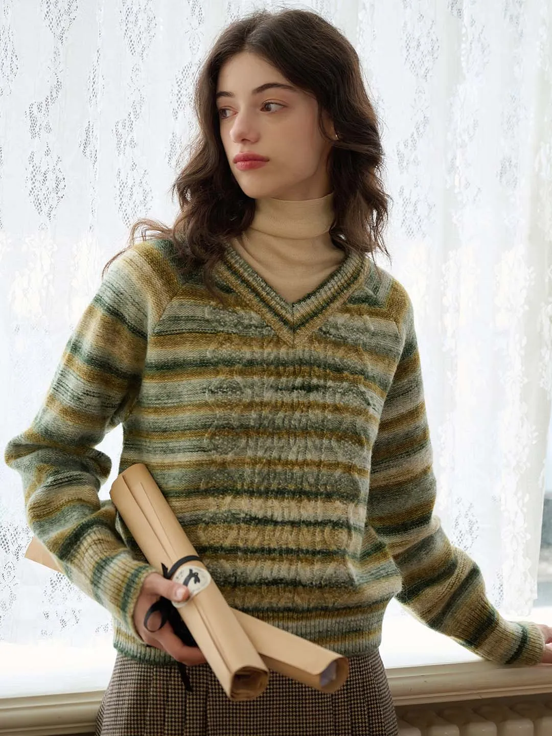 【Final Sale】Adalynn V-neck Striped Sweater