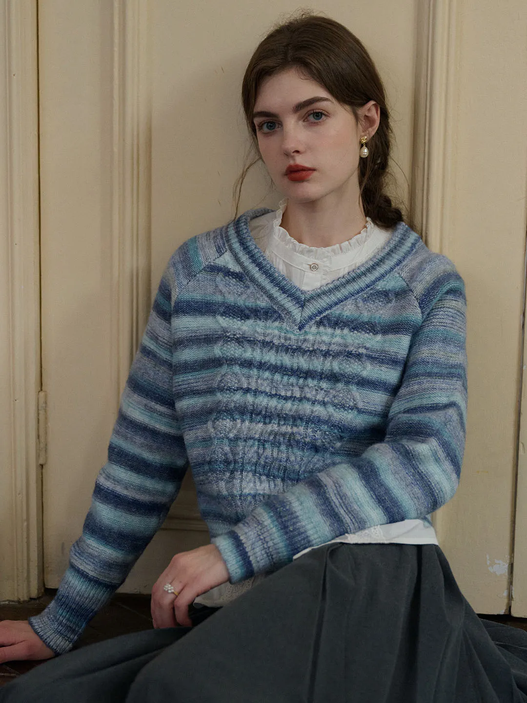 【Final Sale】Adalynn V-neck Striped Sweater