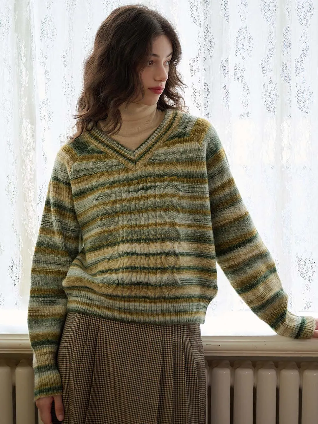 【Final Sale】Adalynn V-neck Striped Sweater