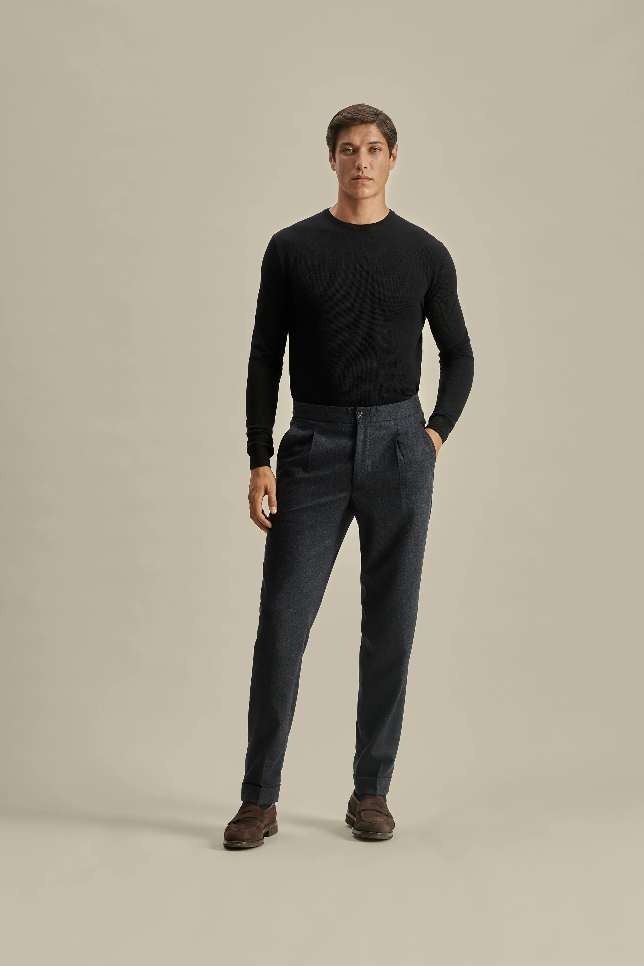 Flannel Relaxed Tailored Trousers