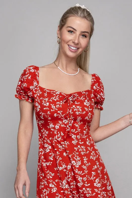 Floral Sweetheart Neck Dress