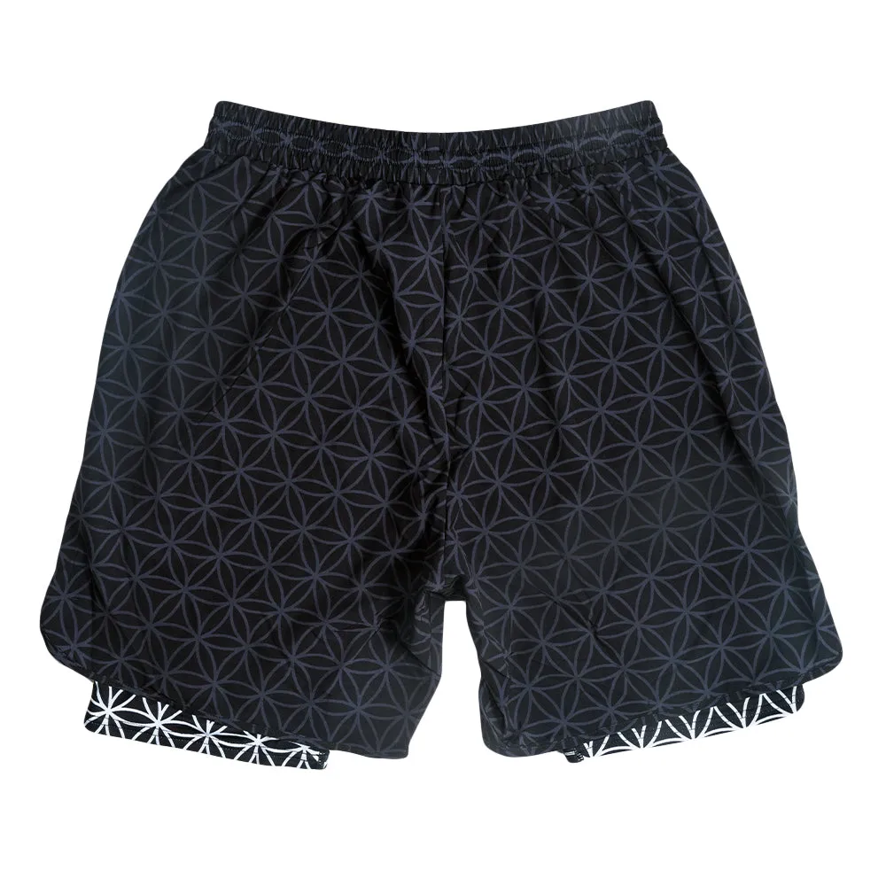 Flower of Life Black Athletic Liner Shorts