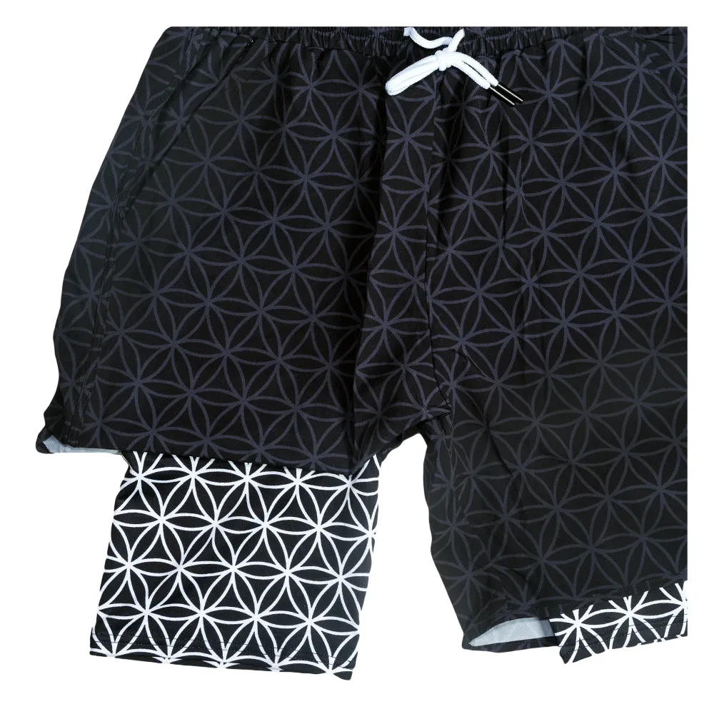 Flower of Life Black Athletic Liner Shorts