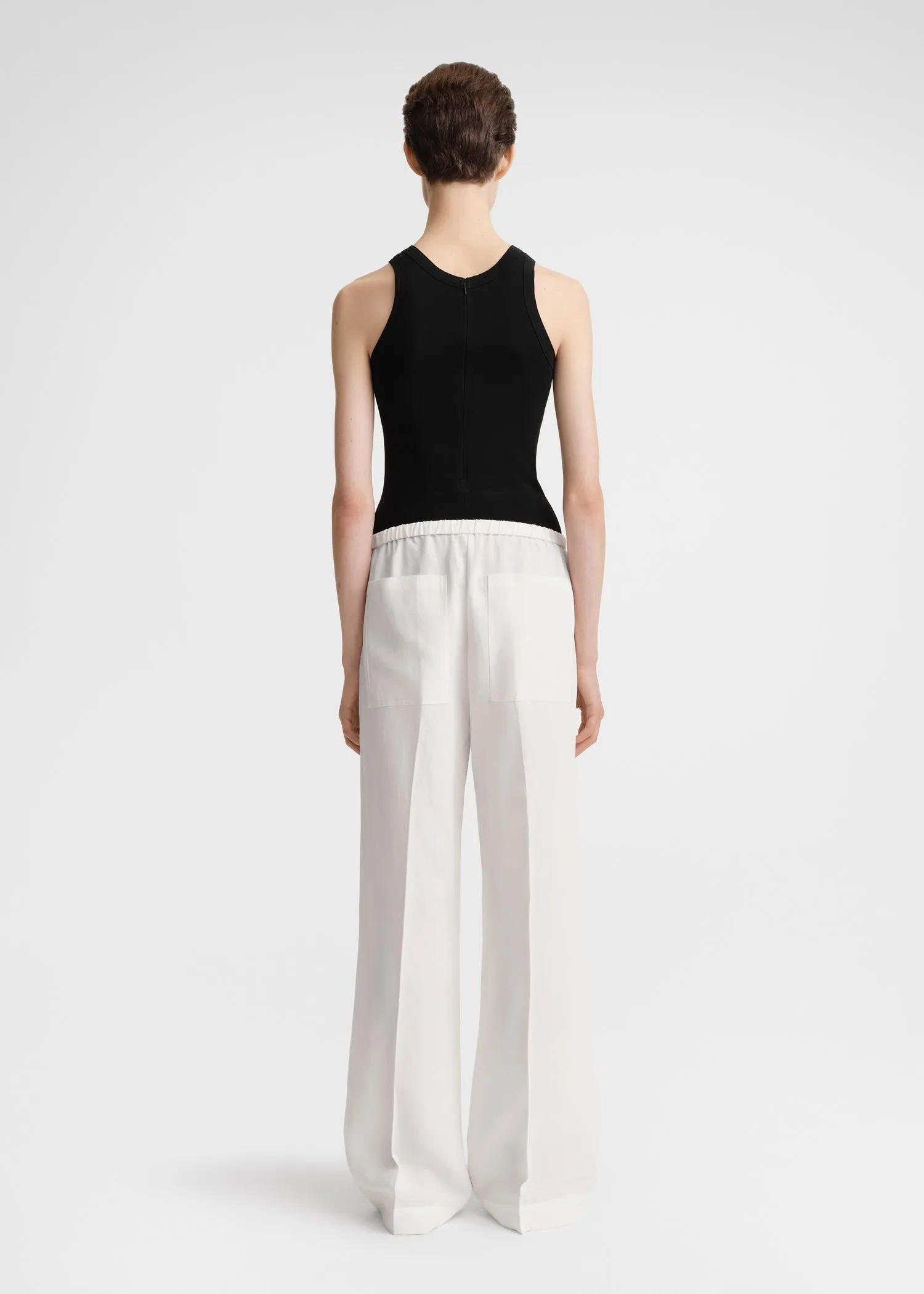 Fluid drawstring trousers off-white