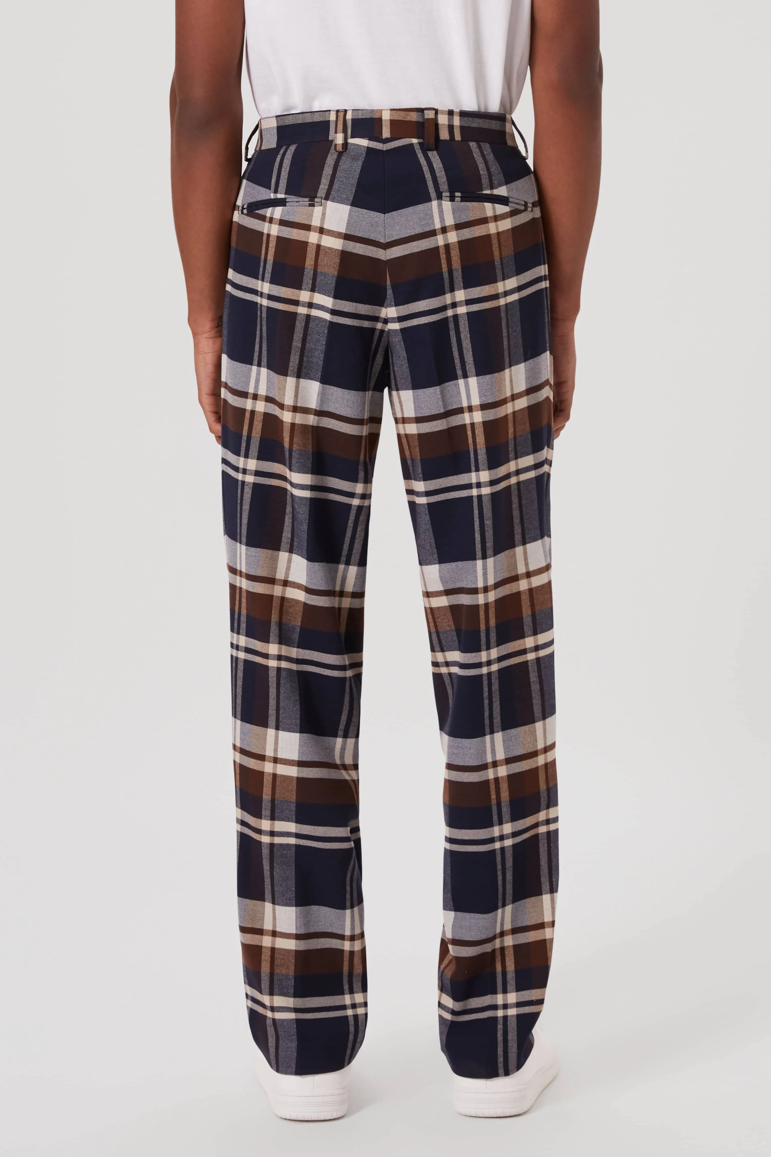 Fontaine Oversized Navy Check Trousers - ARCHIVE