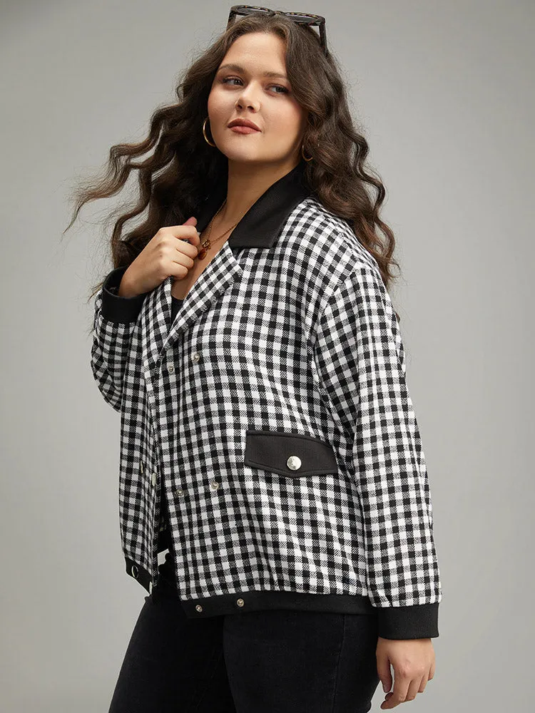 Gingham Patchwork Double Breasted Jacket