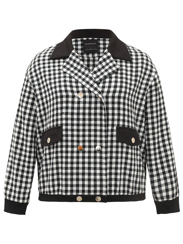 Gingham Patchwork Double Breasted Jacket