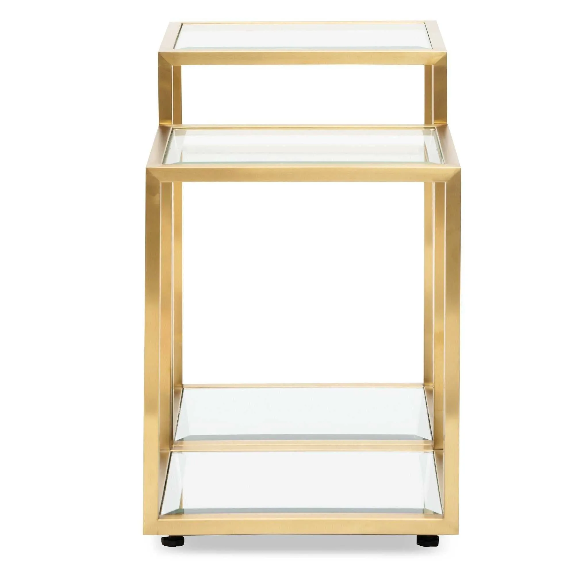 Glass Side Table - Brushed Gold Base