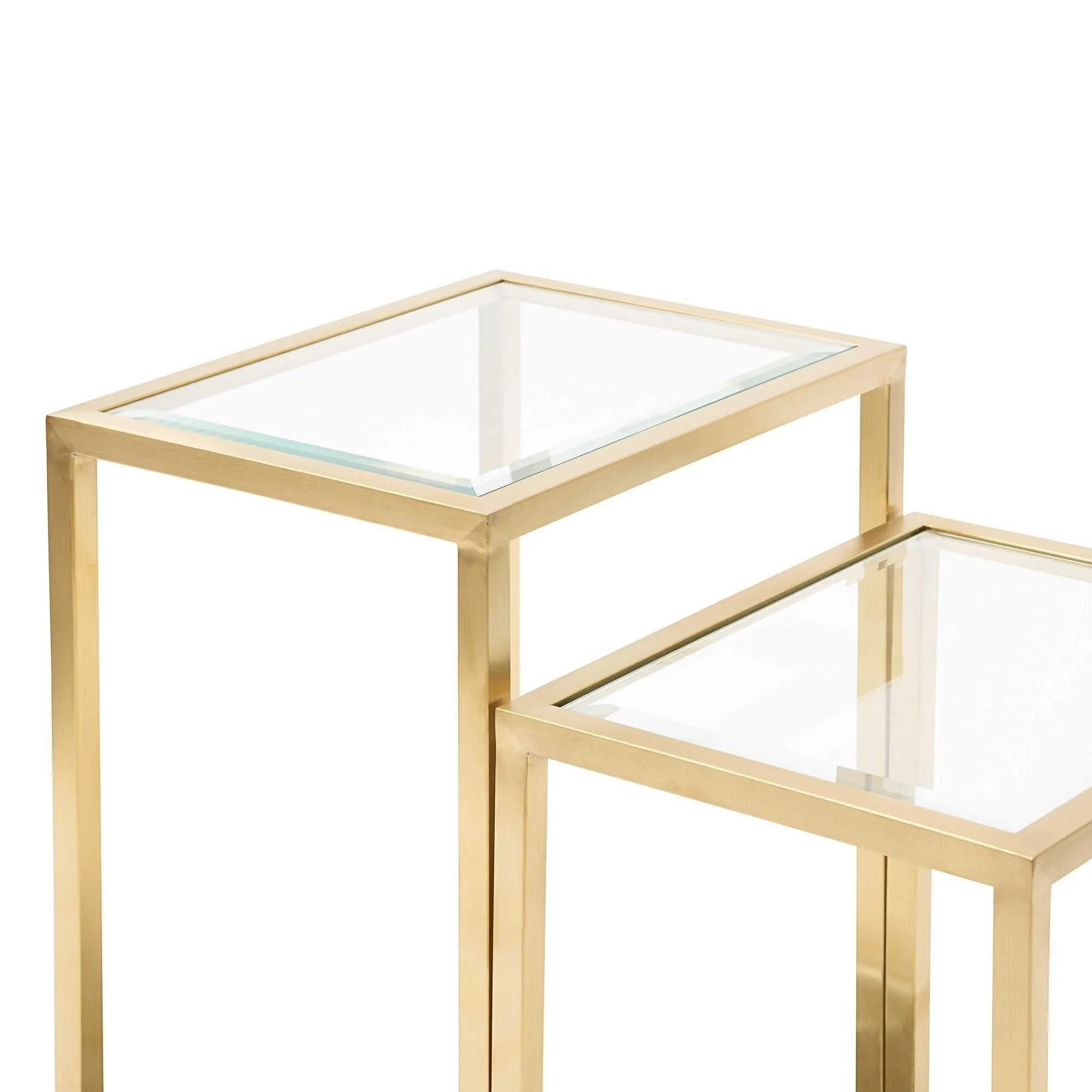 Glass Side Table - Brushed Gold Base