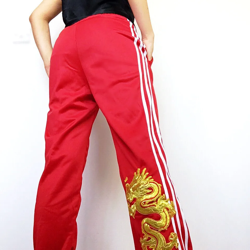 GOLD DRAGON RED 3-STRIPE TRACKSUIT TROUSERS