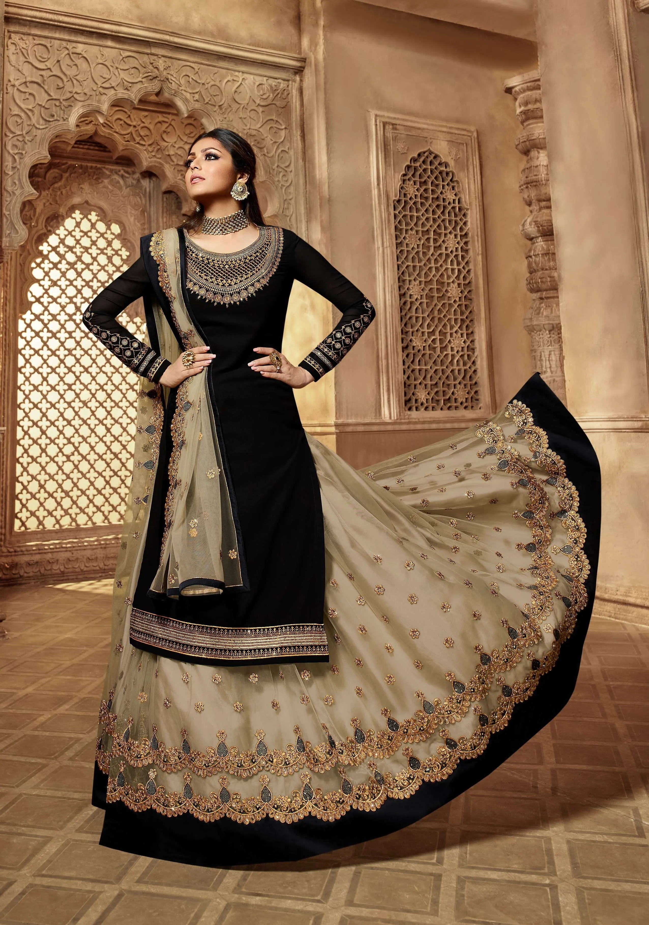 Grand Party Wear Designer Satin Georgette Lehenga Style Suit 3907