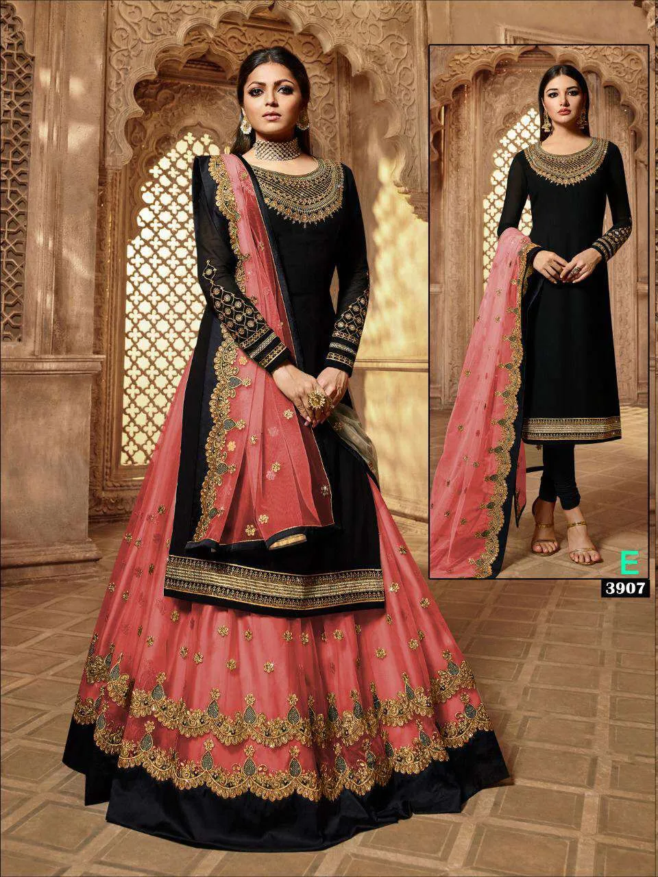 Grand Party Wear Designer Satin Georgette Lehenga Style Suit 3907