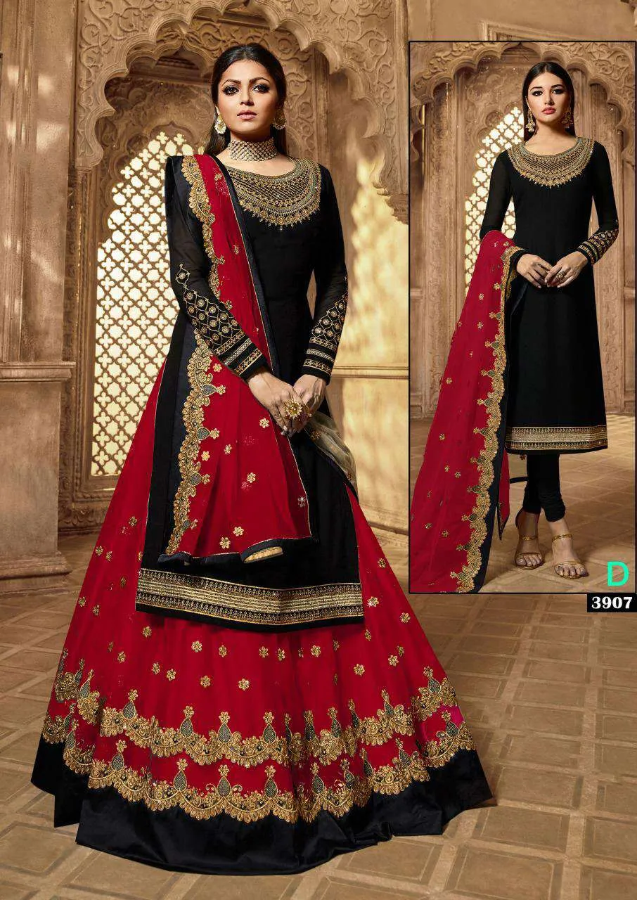 Grand Party Wear Designer Satin Georgette Lehenga Style Suit 3907